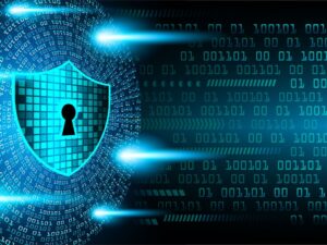 A dark graphic with a key hold and coding